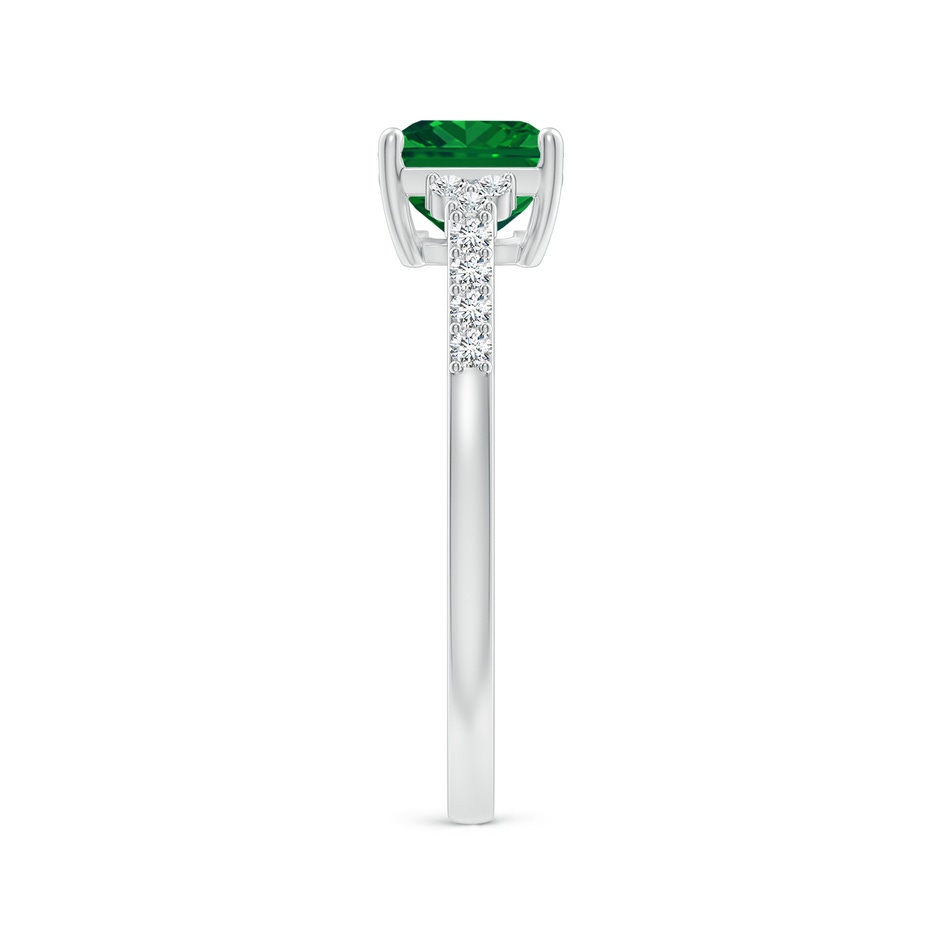 8x6mm AAAA East-West Emerald-Cut Emerald Side Stone Engagement Ring in White Gold side 299