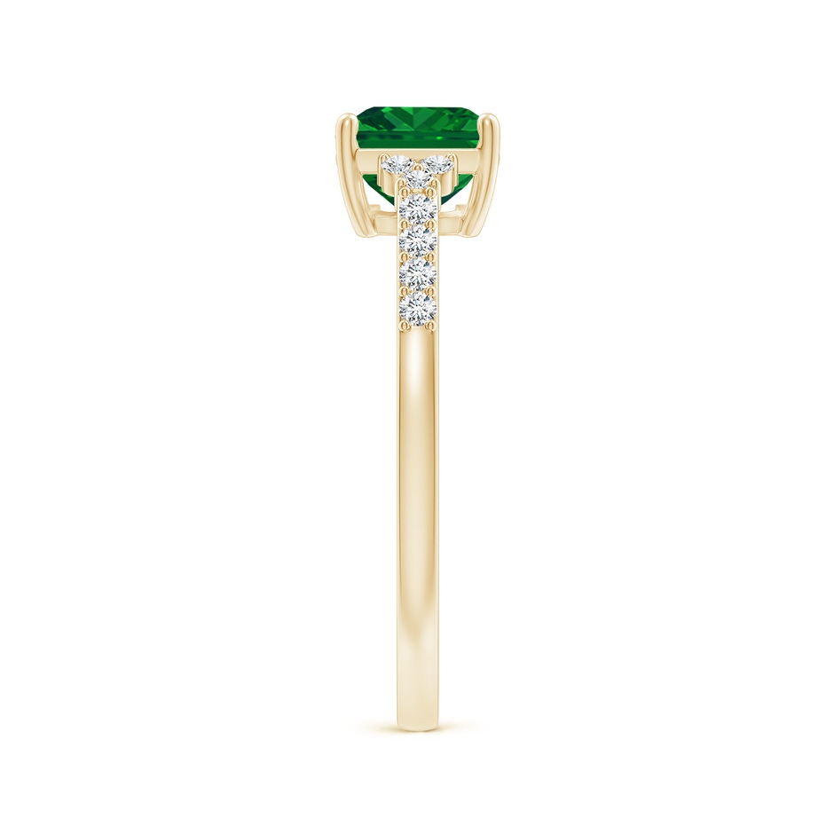 8x6mm AAAA East-West Emerald-Cut Emerald Side Stone Engagement Ring in Yellow Gold side 299
