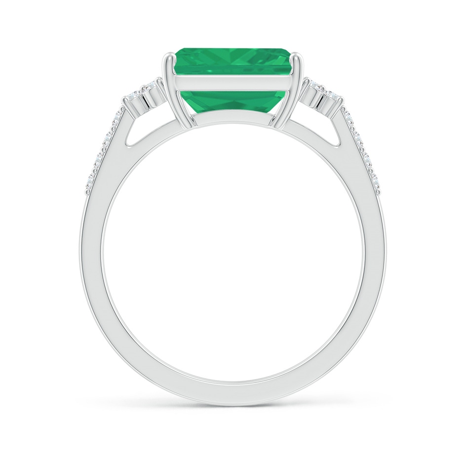 9x7mm A East-West Emerald-Cut Emerald Side Stone Engagement Ring in P950 Platinum side 199
