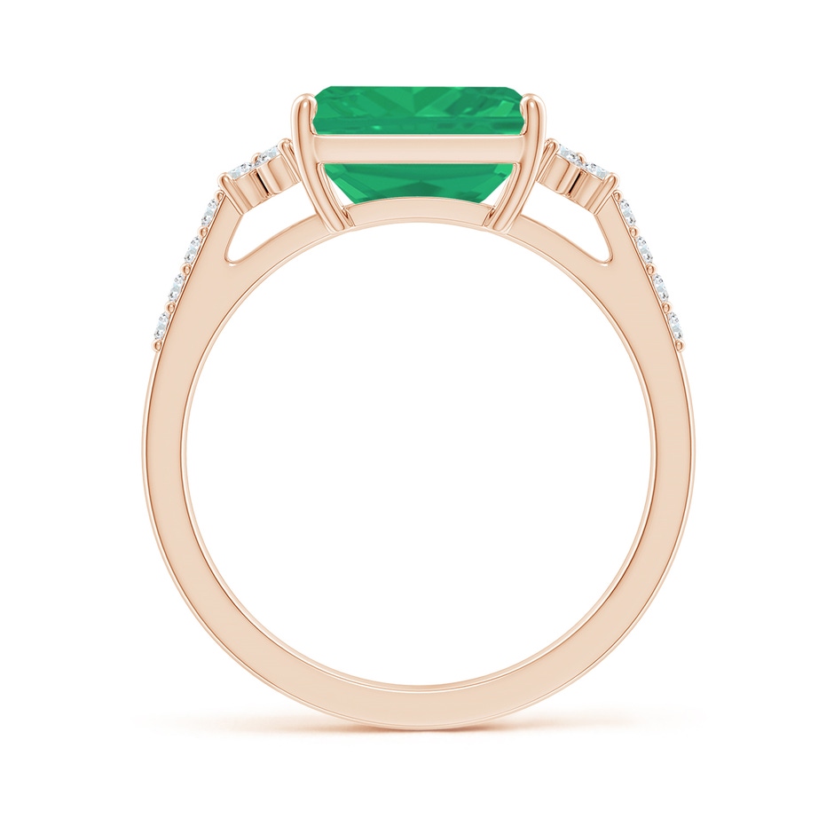 9x7mm A East-West Emerald-Cut Emerald Side Stone Engagement Ring in Rose Gold side 199