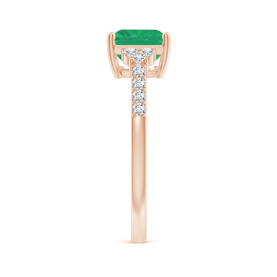 9x7mm A East-West Emerald-Cut Emerald Side Stone Engagement Ring in Rose Gold side 299