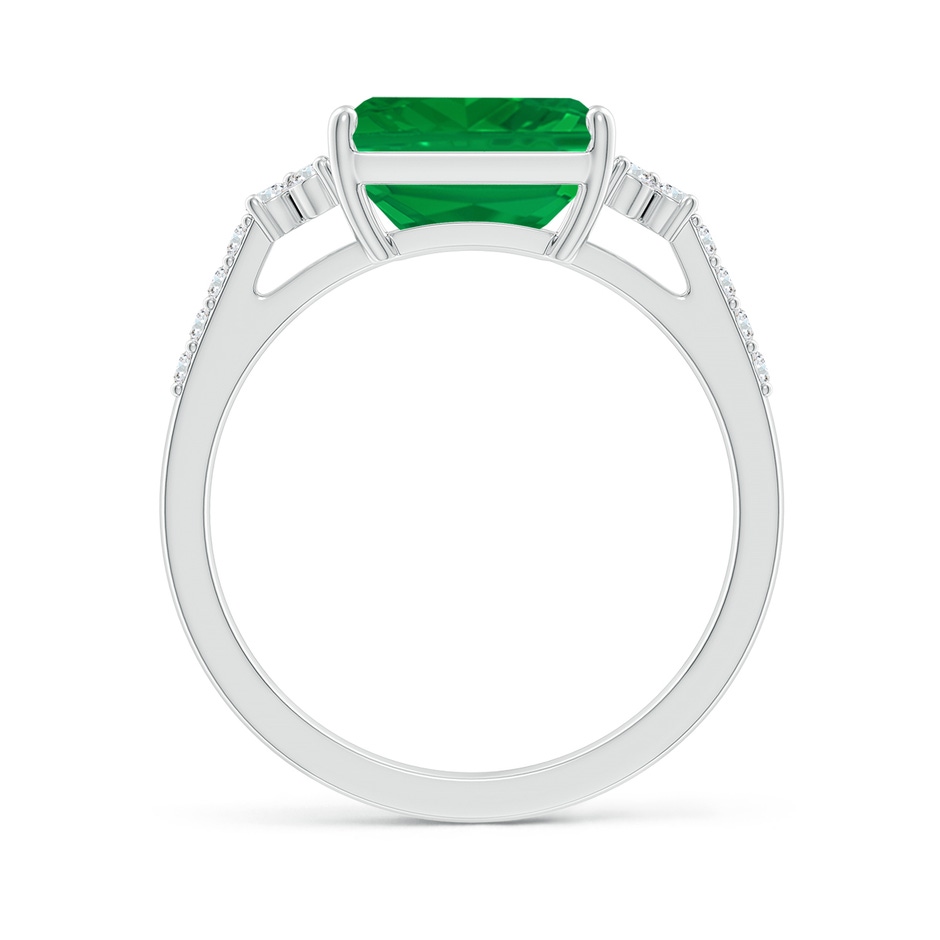 9x7mm AA East-West Emerald-Cut Emerald Side Stone Engagement Ring in P950 Platinum side 199