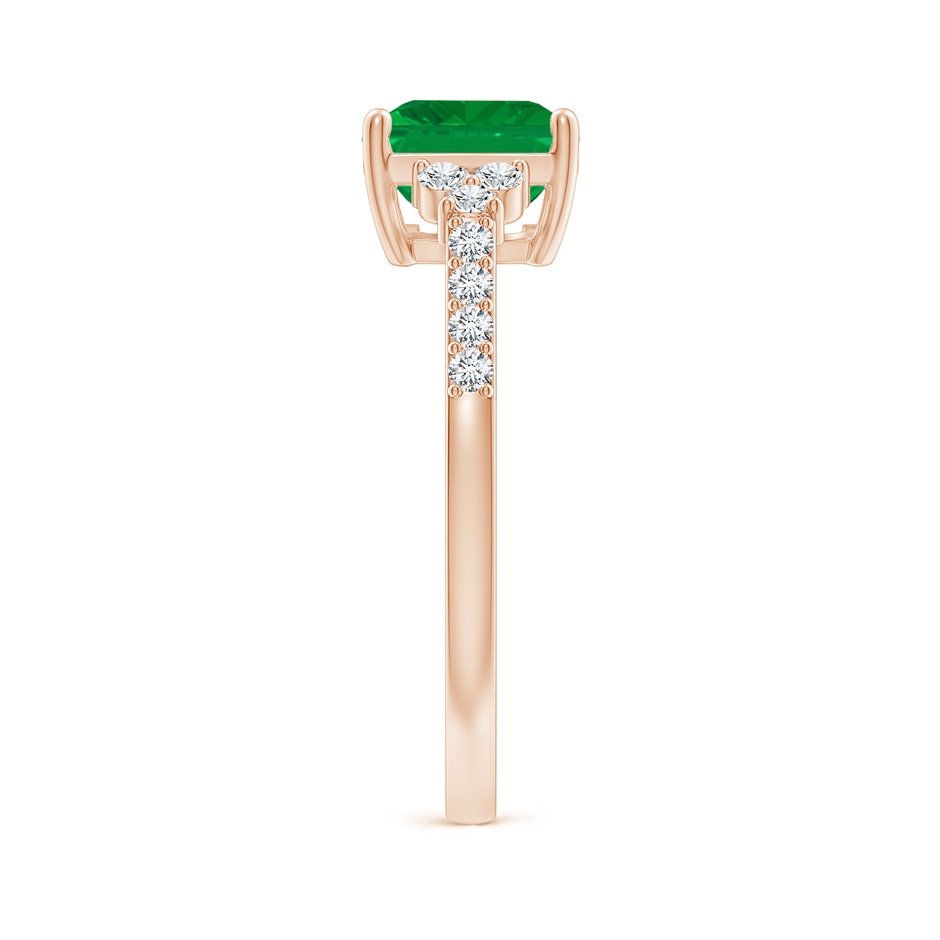 9x7mm AA East-West Emerald-Cut Emerald Side Stone Engagement Ring in Rose Gold side 299