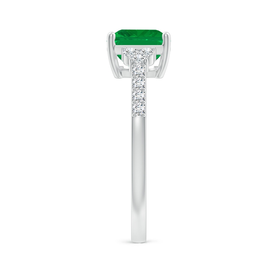 9x7mm AA East-West Emerald-Cut Emerald Side Stone Engagement Ring in White Gold side 299