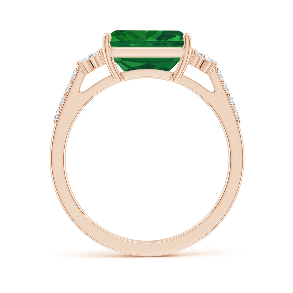 9x7mm AAA East-West Emerald-Cut Emerald Side Stone Engagement Ring in Rose Gold side 199