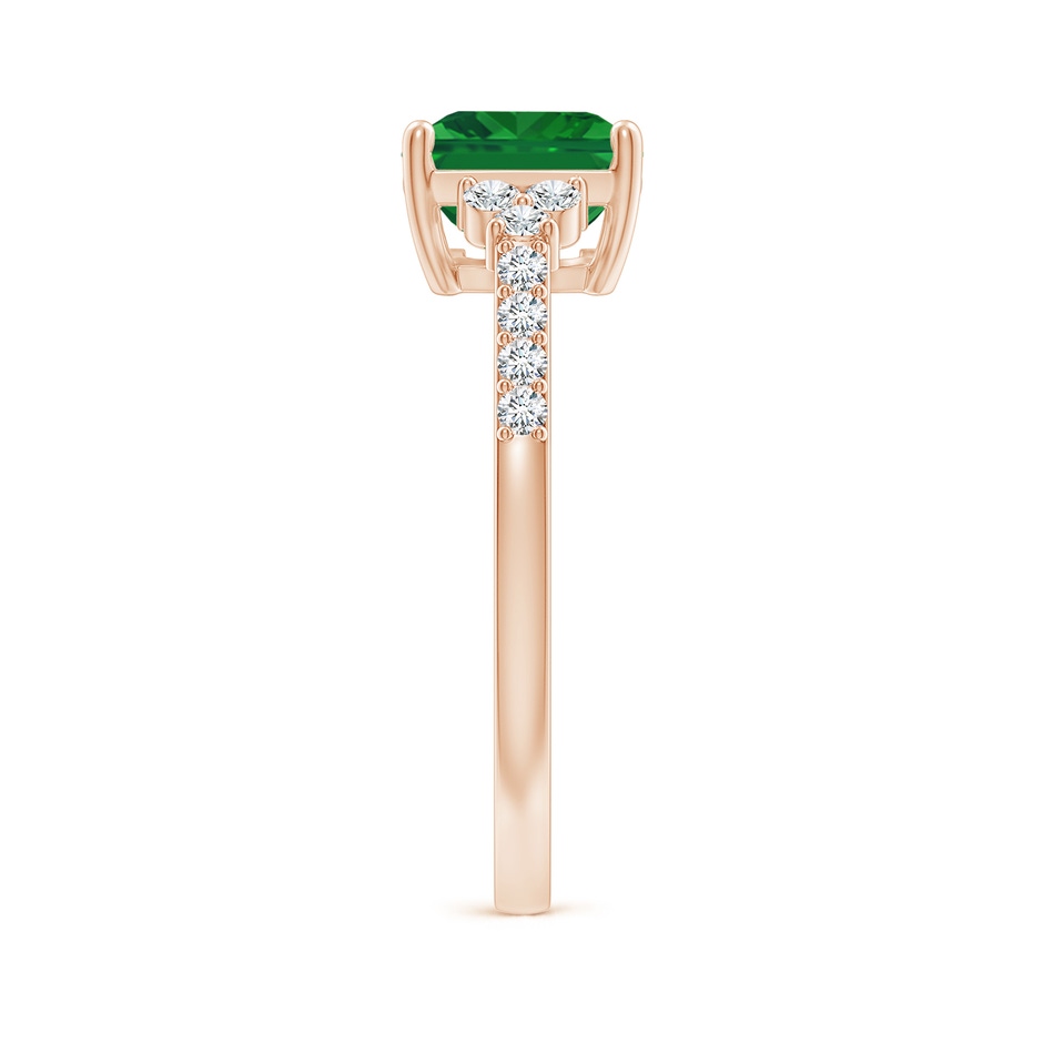 9x7mm AAA East-West Emerald-Cut Emerald Side Stone Engagement Ring in Rose Gold side 299