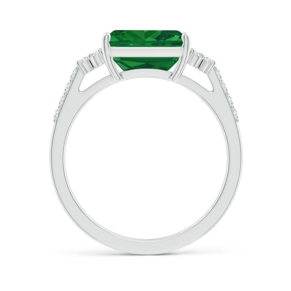 9x7mm AAA East-West Emerald-Cut Emerald Side Stone Engagement Ring in White Gold side 199