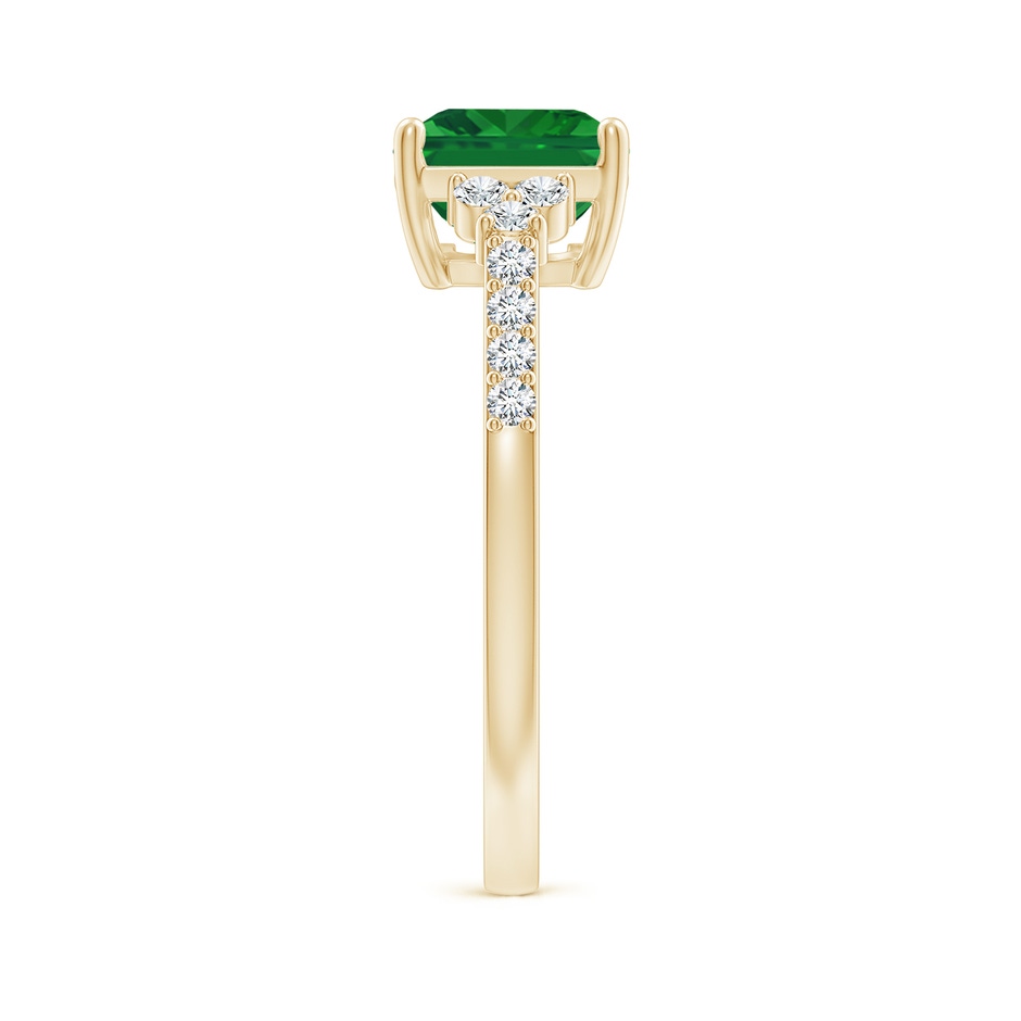 9x7mm AAA East-West Emerald-Cut Emerald Side Stone Engagement Ring in Yellow Gold side 299