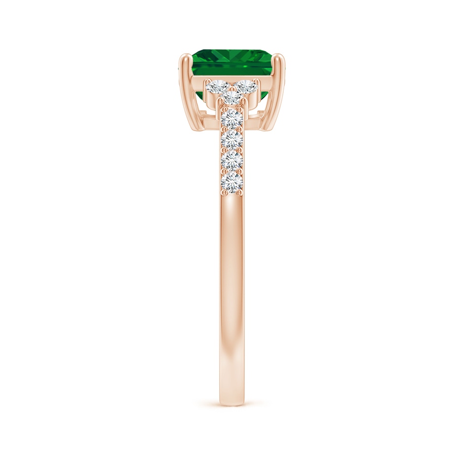 9x7mm AAAA East-West Emerald-Cut Emerald Side Stone Engagement Ring in 18K Rose Gold side 299
