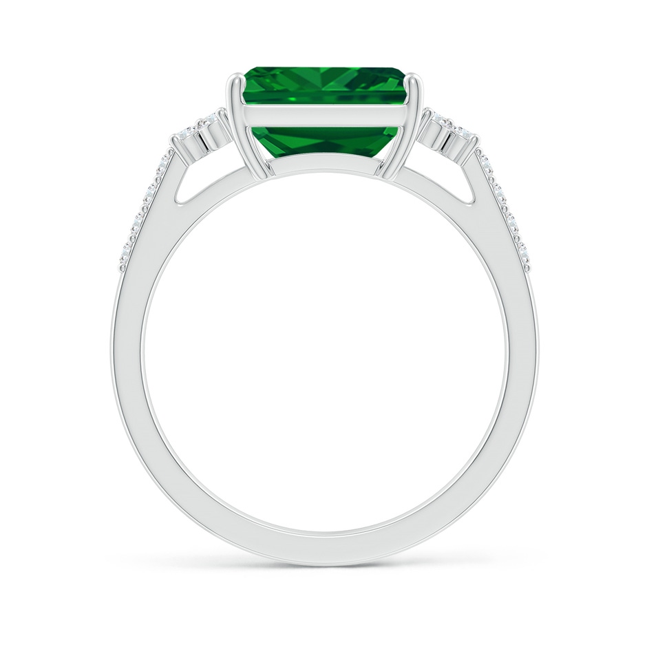 9x7mm AAAA East-West Emerald-Cut Emerald Side Stone Engagement Ring in P950 Platinum side 199
