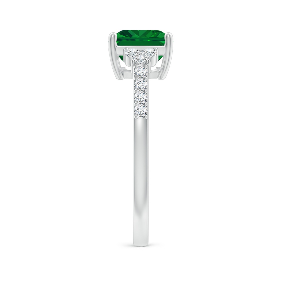 9x7mm AAAA East-West Emerald-Cut Emerald Side Stone Engagement Ring in P950 Platinum side 299