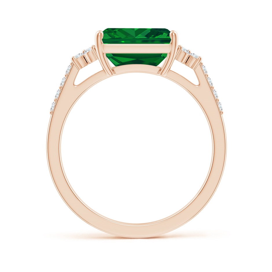 9x7mm AAAA East-West Emerald-Cut Emerald Side Stone Engagement Ring in Rose Gold side 199