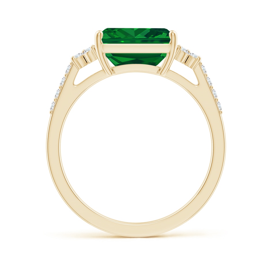 9x7mm AAAA East-West Emerald-Cut Emerald Side Stone Engagement Ring in Yellow Gold side 199