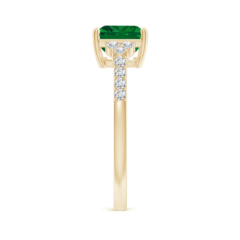 9x7mm AAAA East-West Emerald-Cut Emerald Side Stone Engagement Ring in Yellow Gold side 299