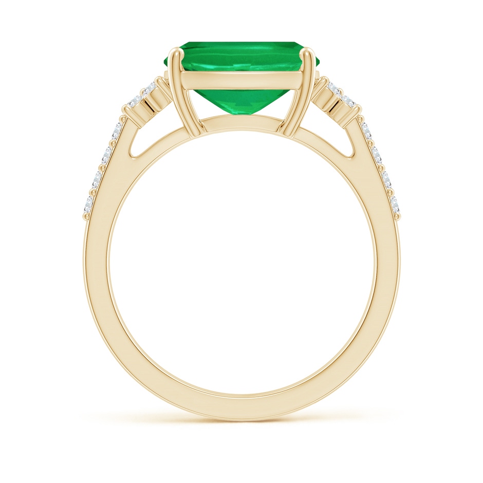 10x8mm AA East-West Cushion Rectangular Emerald Side Stone Engagement Ring in Yellow Gold side 199