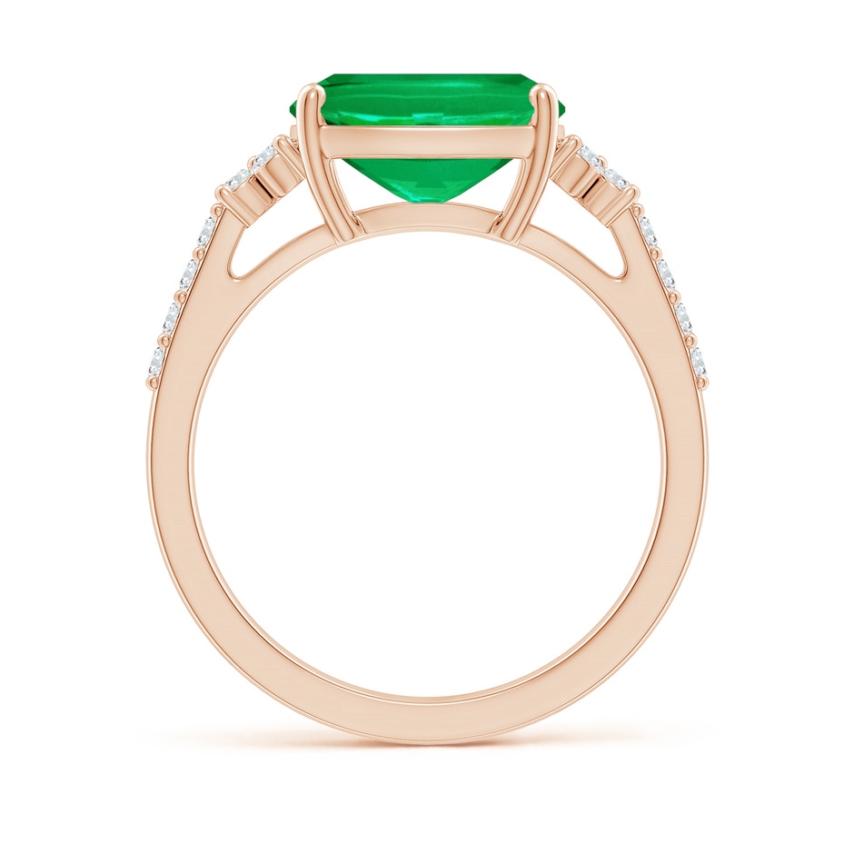 10x8mm AAA East-West Cushion Rectangular Emerald Side Stone Engagement Ring in Rose Gold side 199