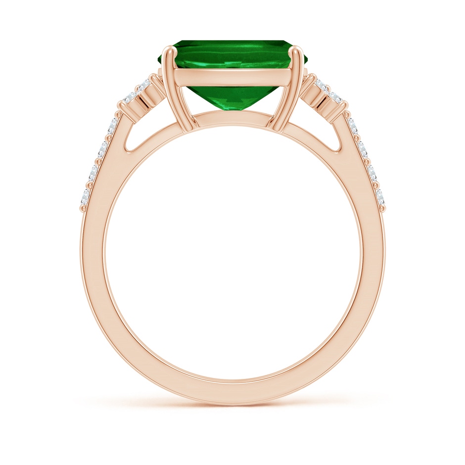 10x8mm AAAA East-West Cushion Rectangular Emerald Side Stone Engagement Ring in Rose Gold side 199