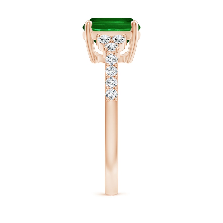 10x8mm AAAA East-West Cushion Rectangular Emerald Side Stone Engagement Ring in Rose Gold side 299
