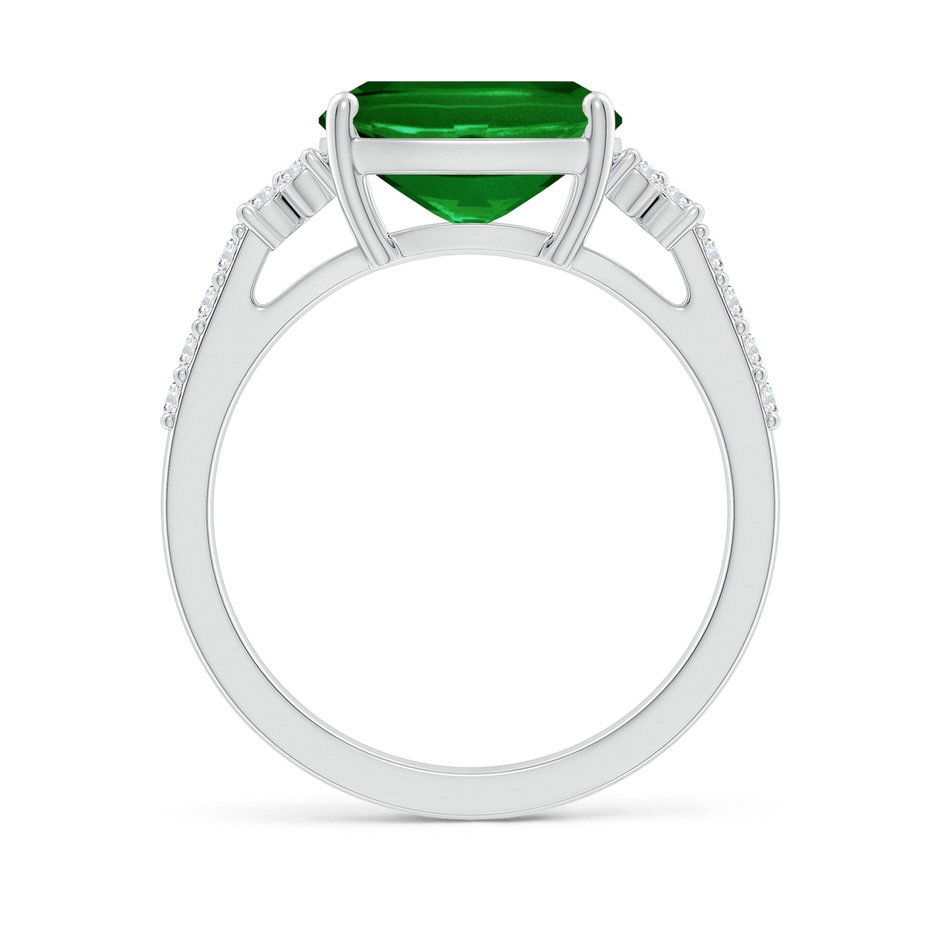 10x8mm AAAA East-West Cushion Rectangular Emerald Side Stone Engagement Ring in White Gold side 199