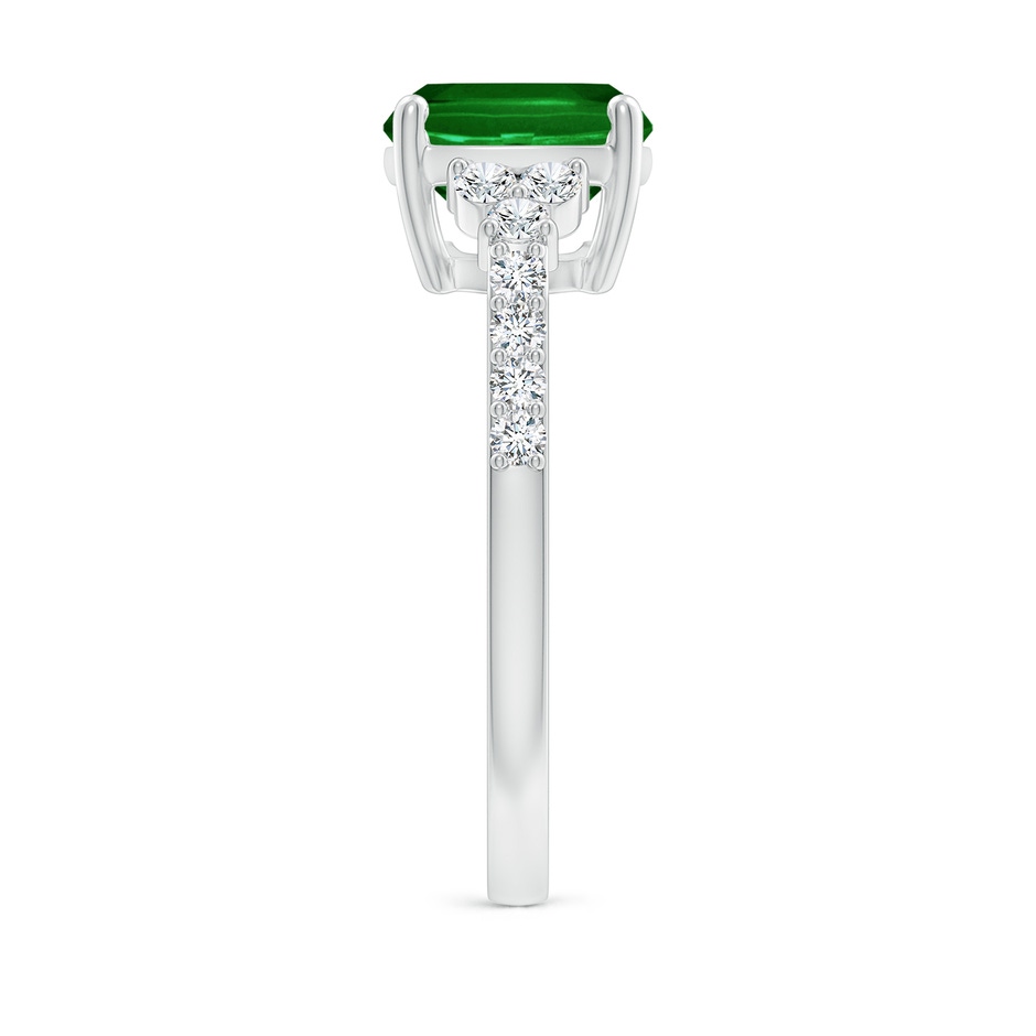 10x8mm AAAA East-West Cushion Rectangular Emerald Side Stone Engagement Ring in White Gold side 299