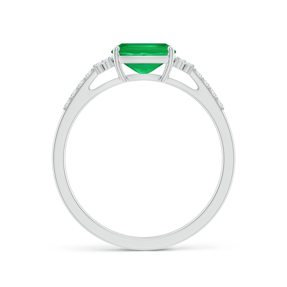 7x5mm AA East-West Cushion Rectangular Emerald Side Stone Engagement Ring in White Gold side 199
