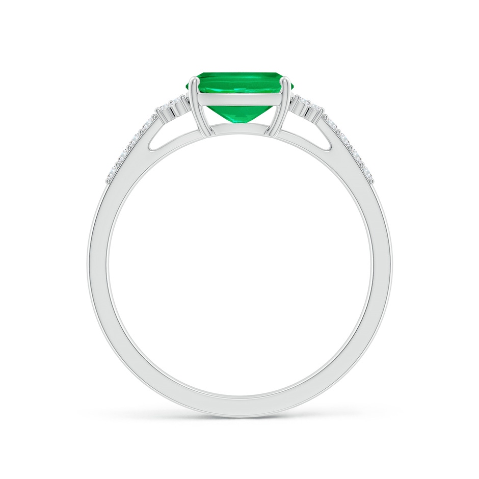 7x5mm AAA East-West Cushion Rectangular Emerald Side Stone Engagement Ring in P950 Platinum side 199
