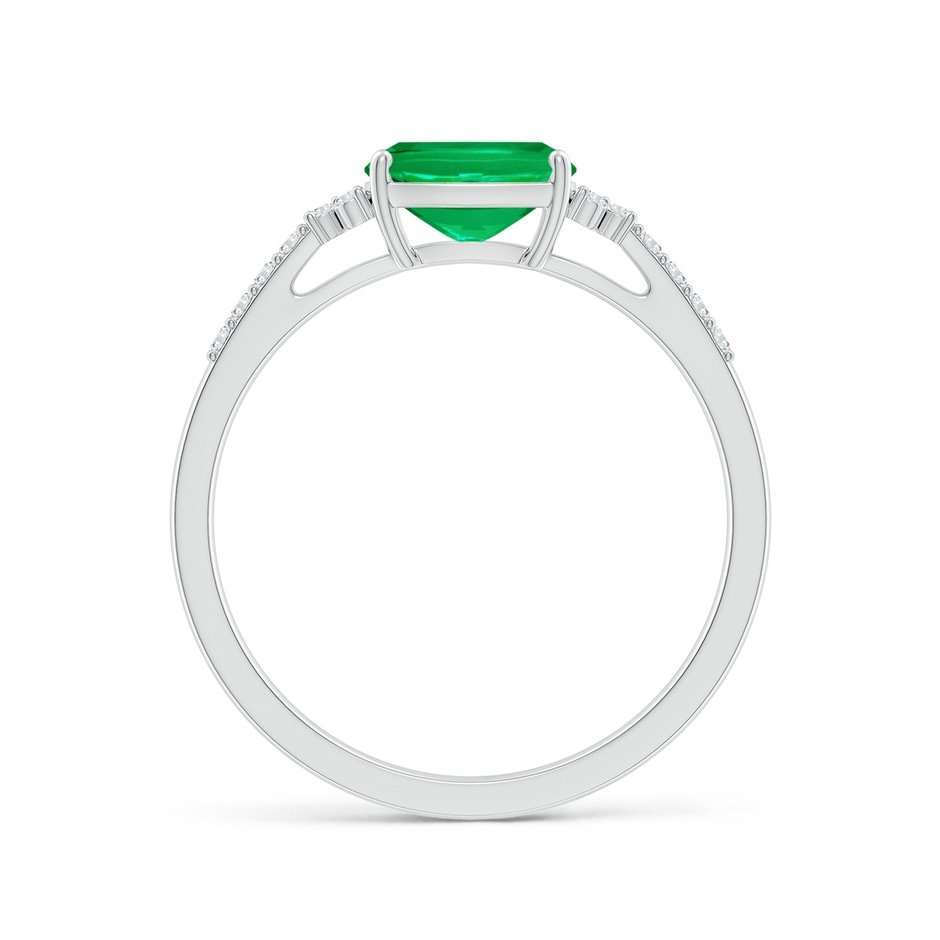 7x5mm AAA East-West Cushion Rectangular Emerald Side Stone Engagement Ring in White Gold side 199