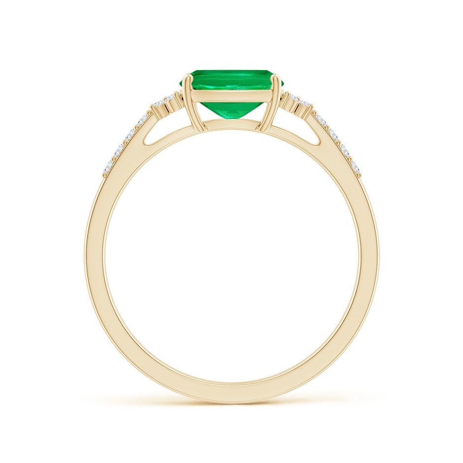 7x5mm AAA East-West Cushion Rectangular Emerald Side Stone Engagement Ring in Yellow Gold side 199