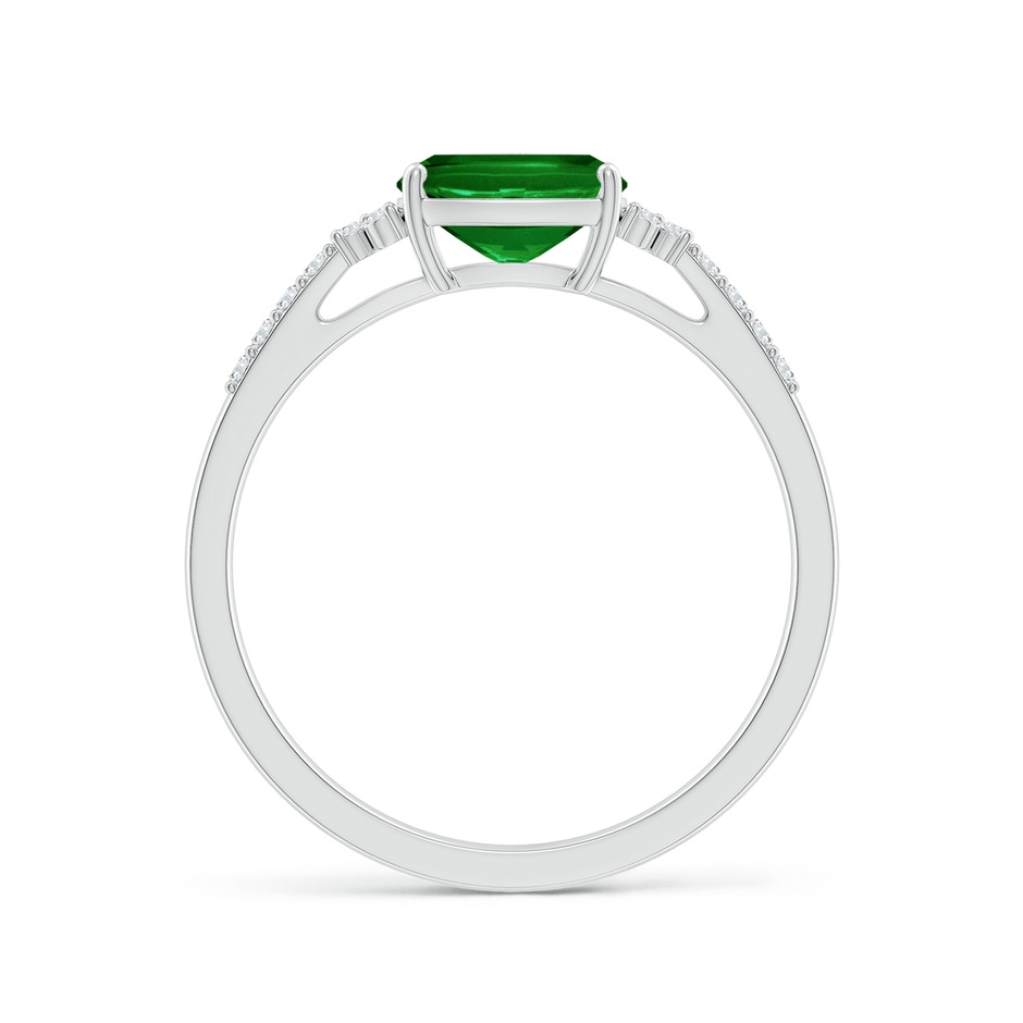 7x5mm AAAA East-West Cushion Rectangular Emerald Side Stone Engagement Ring in White Gold side 199