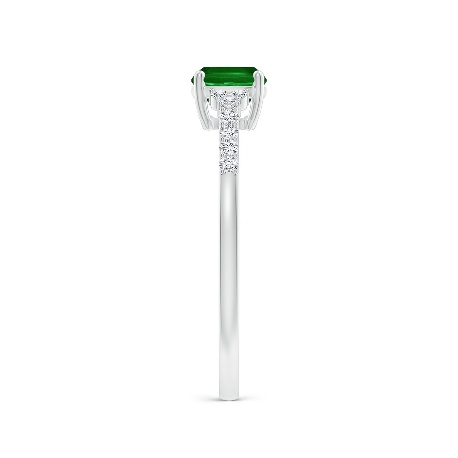 7x5mm AAAA East-West Cushion Rectangular Emerald Side Stone Engagement Ring in White Gold side 299