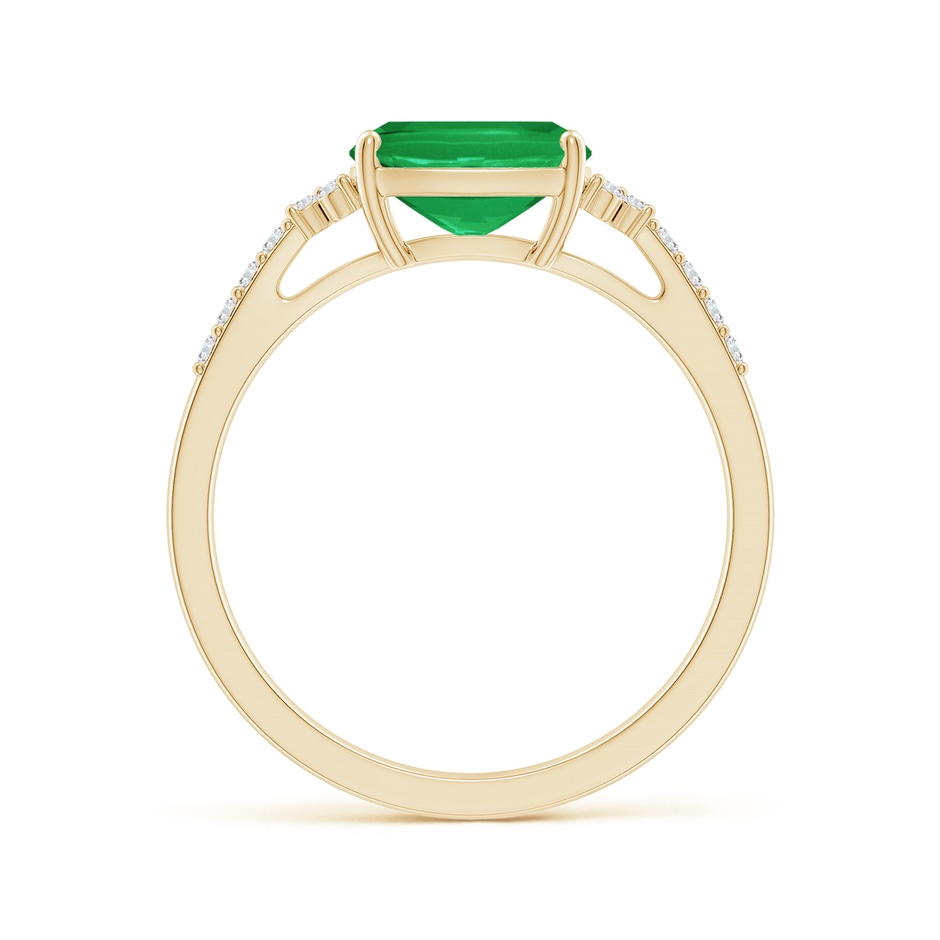 8x6mm A East-West Cushion Rectangular Emerald Side Stone Engagement Ring in Yellow Gold side 199
