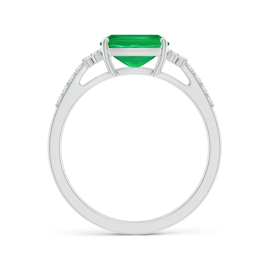 8x6mm AA East-West Cushion Rectangular Emerald Side Stone Engagement Ring in White Gold side 199