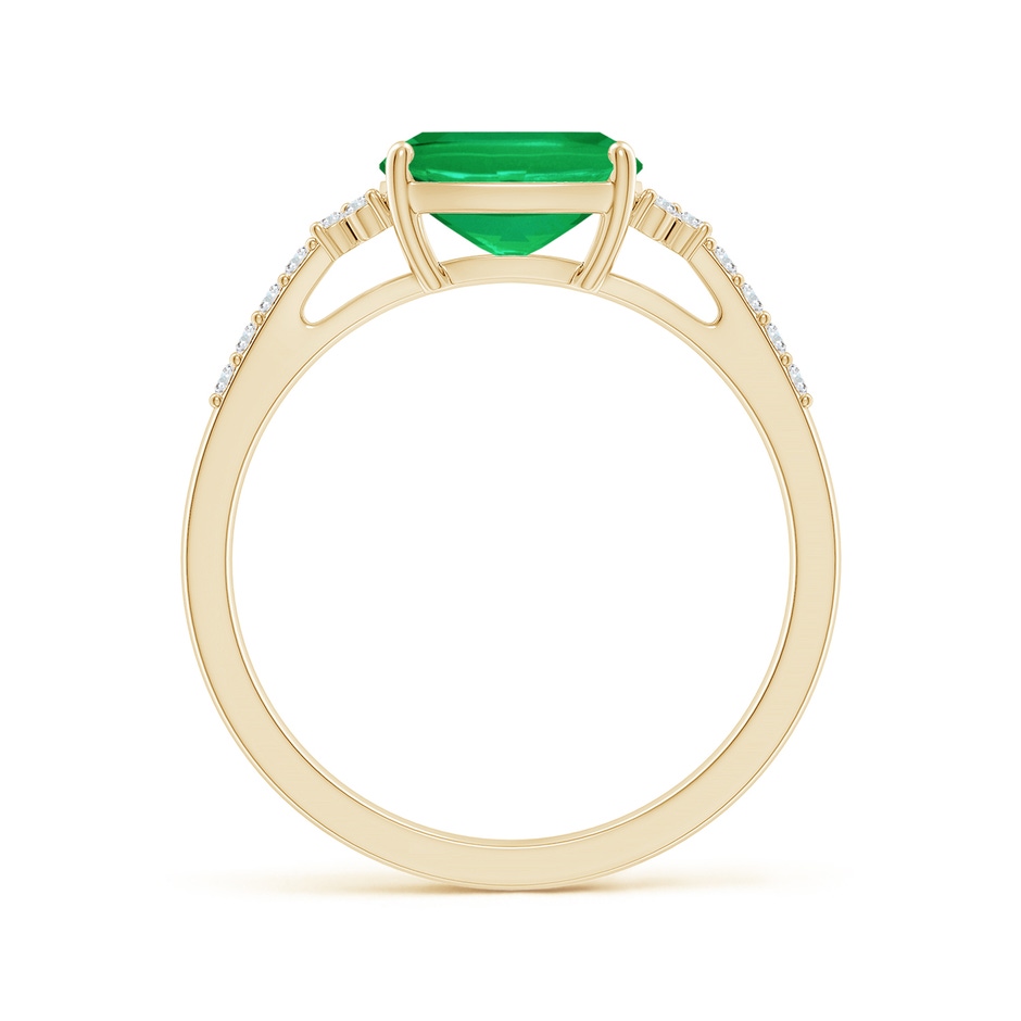 8x6mm AA East-West Cushion Rectangular Emerald Side Stone Engagement Ring in Yellow Gold side 199