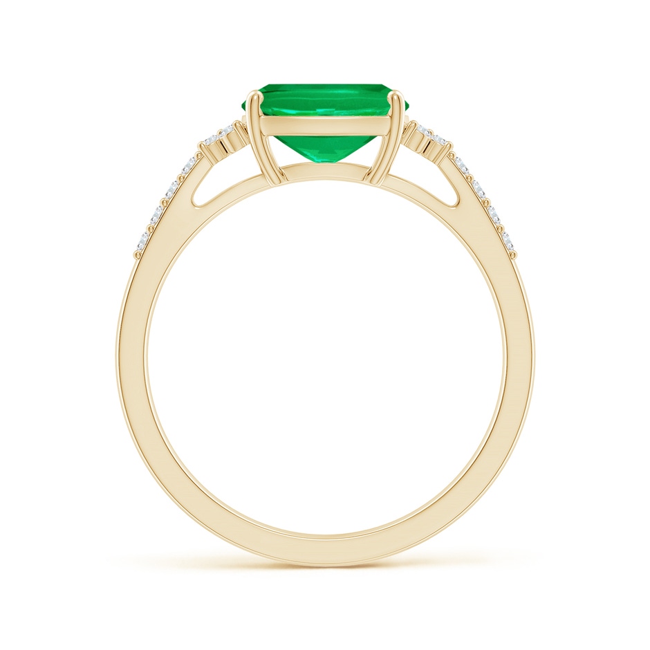 8x6mm AAA East-West Cushion Rectangular Emerald Side Stone Engagement Ring in Yellow Gold side 199