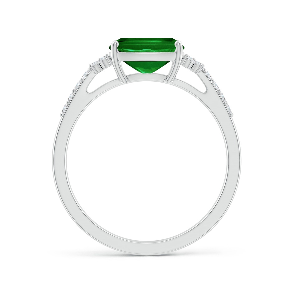 8x6mm AAAA East-West Cushion Rectangular Emerald Side Stone Engagement Ring in P950 Platinum side 199