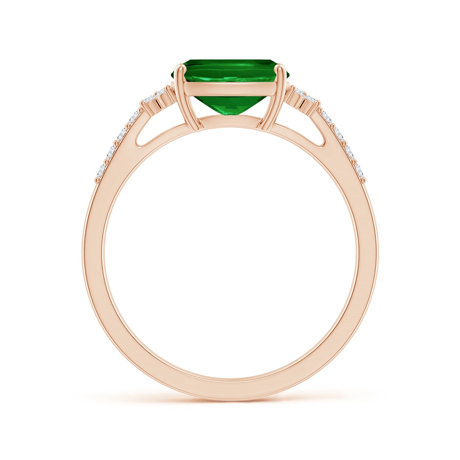 8x6mm AAAA East-West Cushion Rectangular Emerald Side Stone Engagement Ring in Rose Gold side 199