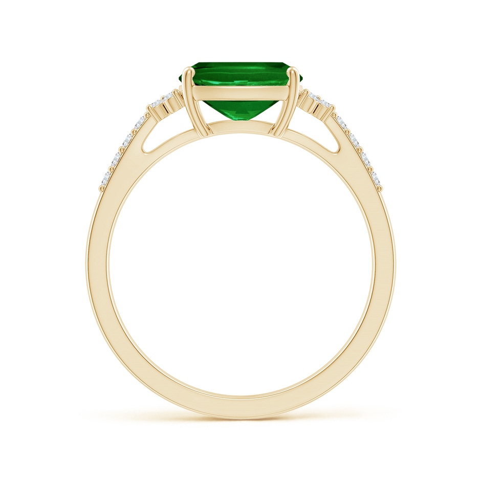 8x6mm AAAA East-West Cushion Rectangular Emerald Side Stone Engagement Ring in Yellow Gold side 199