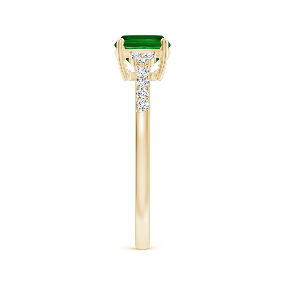 8x6mm AAAA East-West Cushion Rectangular Emerald Side Stone Engagement Ring in Yellow Gold side 299