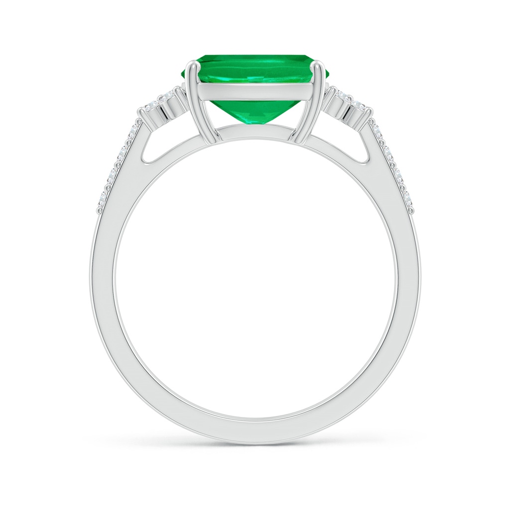 9x7mm AAA East-West Cushion Rectangular Emerald Side Stone Engagement Ring in White Gold Side 199