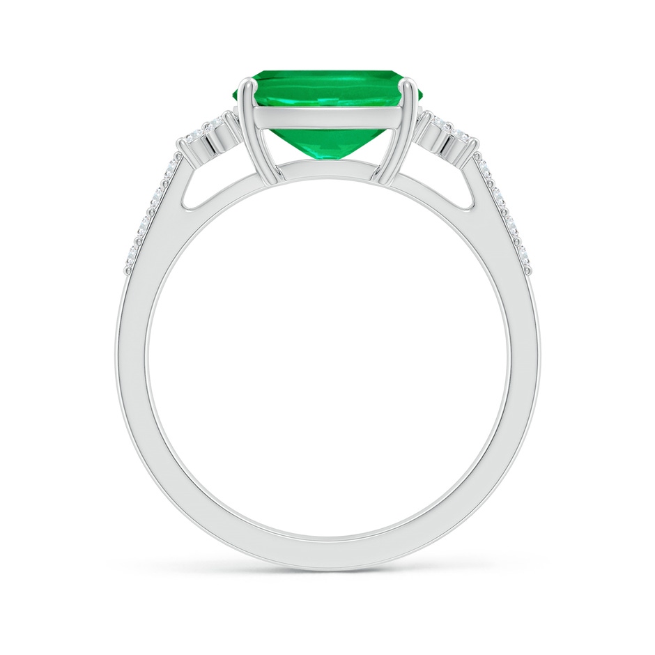 9x7mm AAA East-West Cushion Rectangular Emerald Side Stone Engagement Ring in White Gold side 199