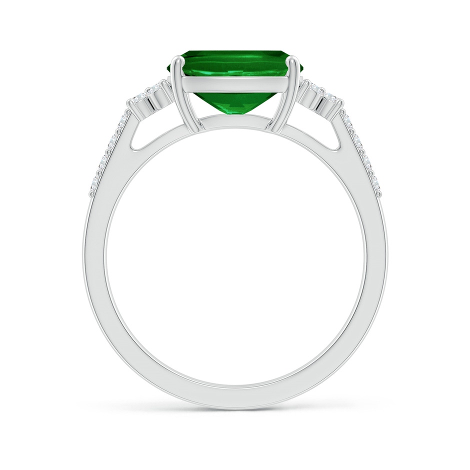 9x7mm AAAA East-West Cushion Rectangular Emerald Side Stone Engagement Ring in P950 Platinum side 199