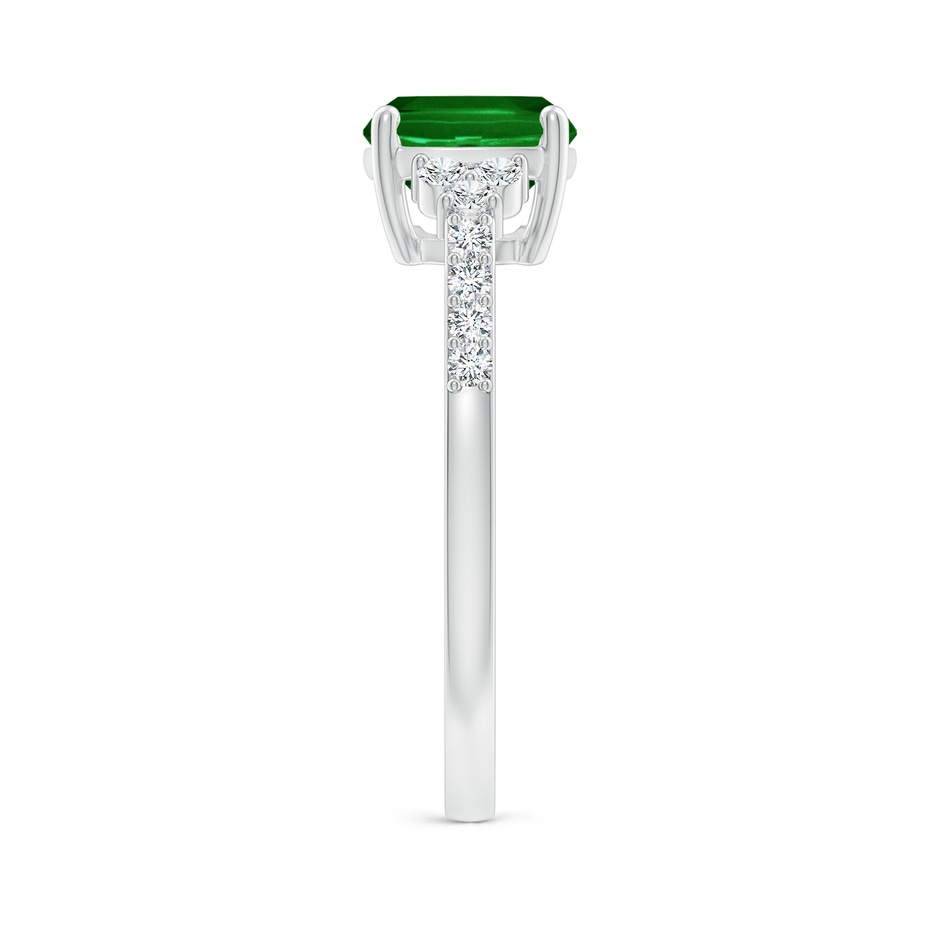 9x7mm AAAA East-West Cushion Rectangular Emerald Side Stone Engagement Ring in P950 Platinum side 299
