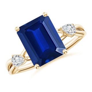 Emerald Cut Lab-Grown Lab Grown Blue Sapphire