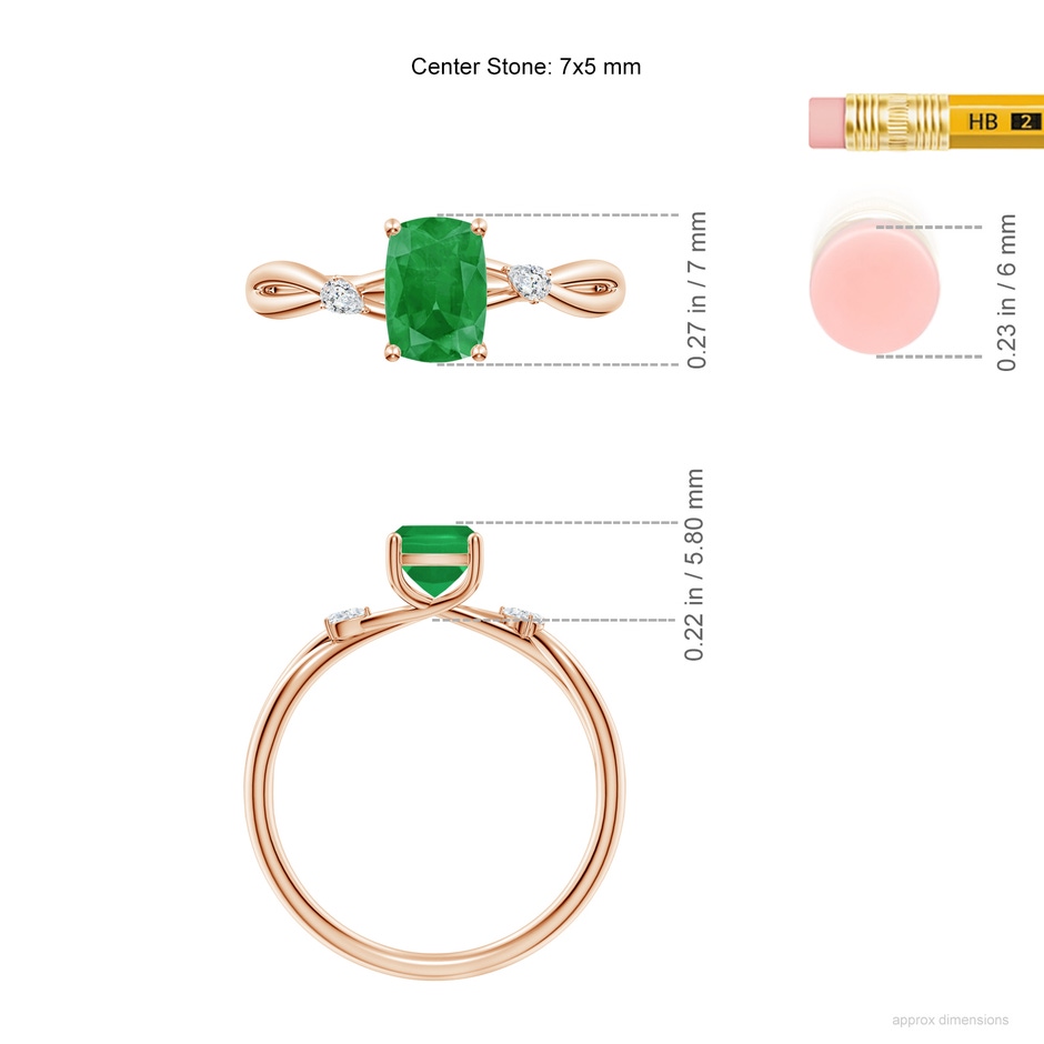 7x5mm A SR4634ED-RG-A-7x5 in Rose Gold ruler