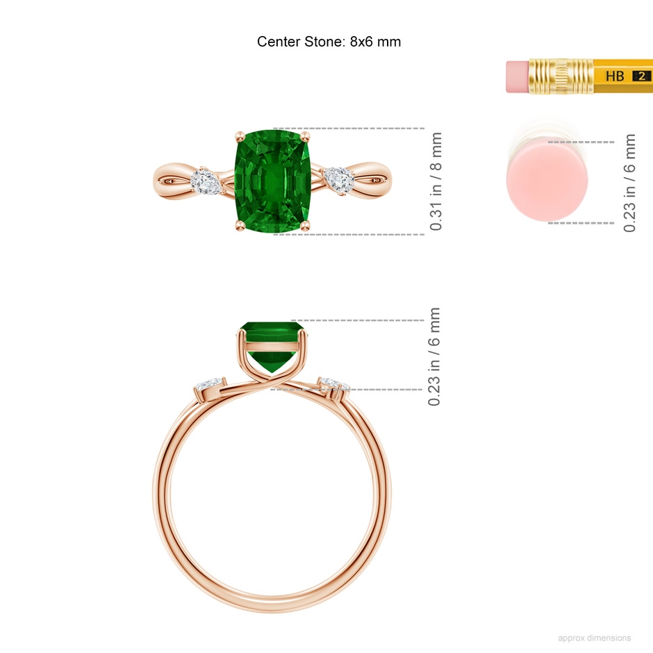 8x6mm AAAA SR4634ED-RGE-AAAA-8x6 in 18K Rose Gold ruler