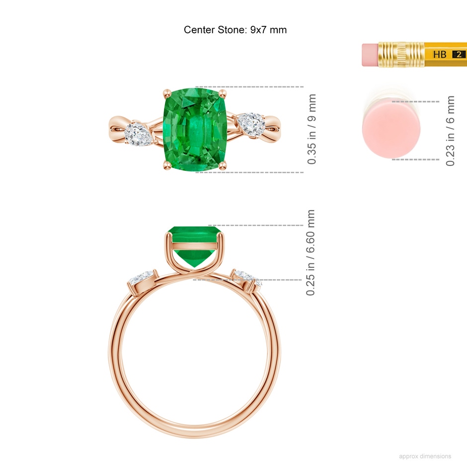 9x7mm AAA SR4634ED-RGE-AAA-9x7 in 18K Rose Gold ruler
