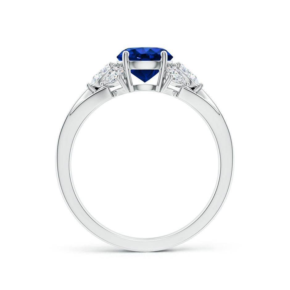 6.5mm Lab-Grown Round Blue Sapphire Engagement Ring with Pear Diamonds in P950 Platinum side 199