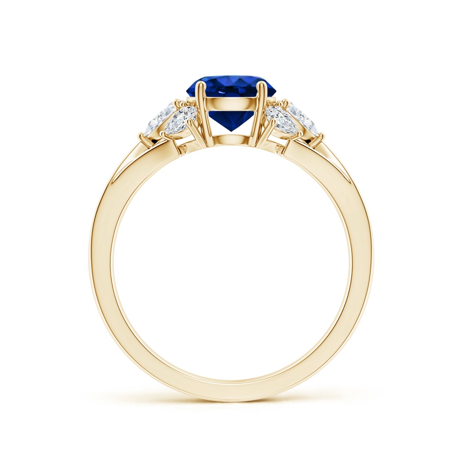 6.5mm Lab-Grown Round Blue Sapphire Engagement Ring with Pear Diamonds in Yellow Gold side 199