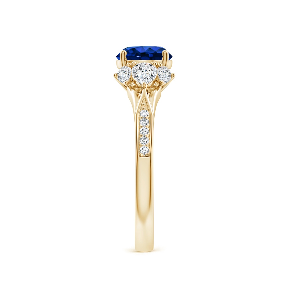 6.5mm Lab-Grown Round Blue Sapphire Engagement Ring with Pear Diamonds in Yellow Gold side 299