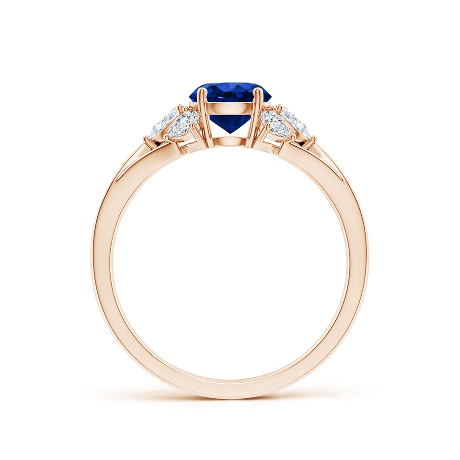 6mm Lab-Grown Round Blue Sapphire Engagement Ring with Pear Diamonds in 18K Rose Gold side 199